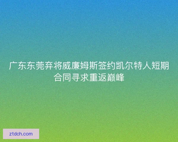 广东东莞弃将威廉姆斯签约凯尔特人短期合同寻求重返巅峰