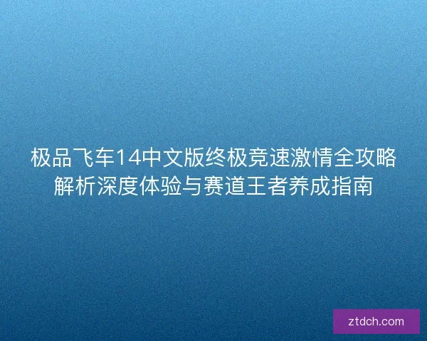 极品飞车14中文版终极竞速激情全攻略解析深度体验与赛道王者养成指南