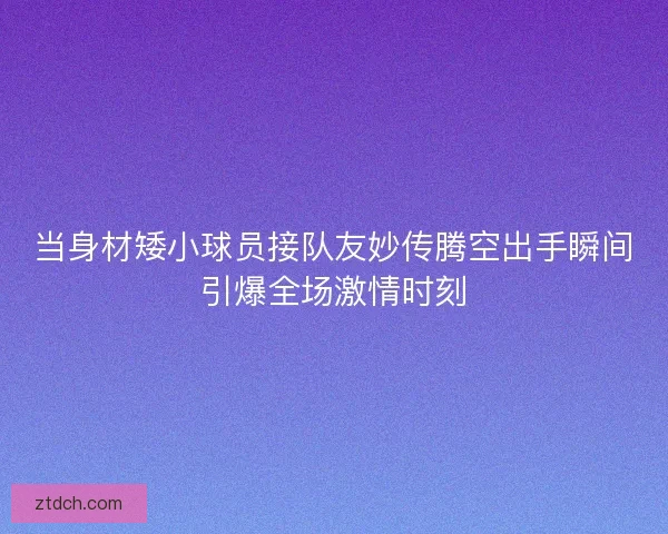 当身材矮小球员接队友妙传腾空出手瞬间引爆全场激情时刻